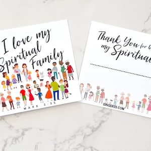 Regalo de los testigos de Jehová: Amo a mi familia espiritual - Tarjetas pequeñas para bautismo de pioneros de la familia espiritual de la congregación