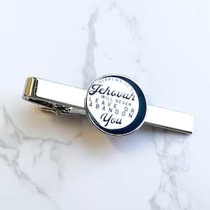 JW Gift Tie Clip Jehovah Will Never Leave or Abandon Me- Baptism Gift Brother Gift Jehovah&#39;s Witness Gift Elder Regular Pioneer