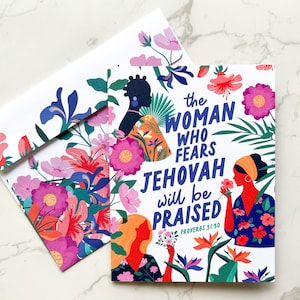 Tarjeta de felicitación de los testigos de Jehová: La mujer que teme a Jehová será alabada - Hermana pionera