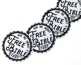 JW Sticker - Ask Me About a Free Bible Study - Field Ministry Informal Witnessing