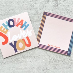 Regalo de los Testigos de Jehová: Jehová te ama: tarjetas pequeñas para bautismo, de pioneros, de familia espiritual y de congregación