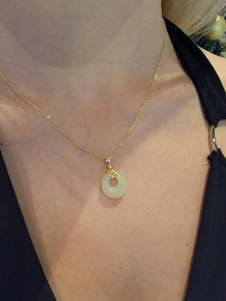 Natural Jade Necklace For women - Minimalist Dainty Gift for Womens Birthday - Perfect for Everyday Wear or for going out image 2