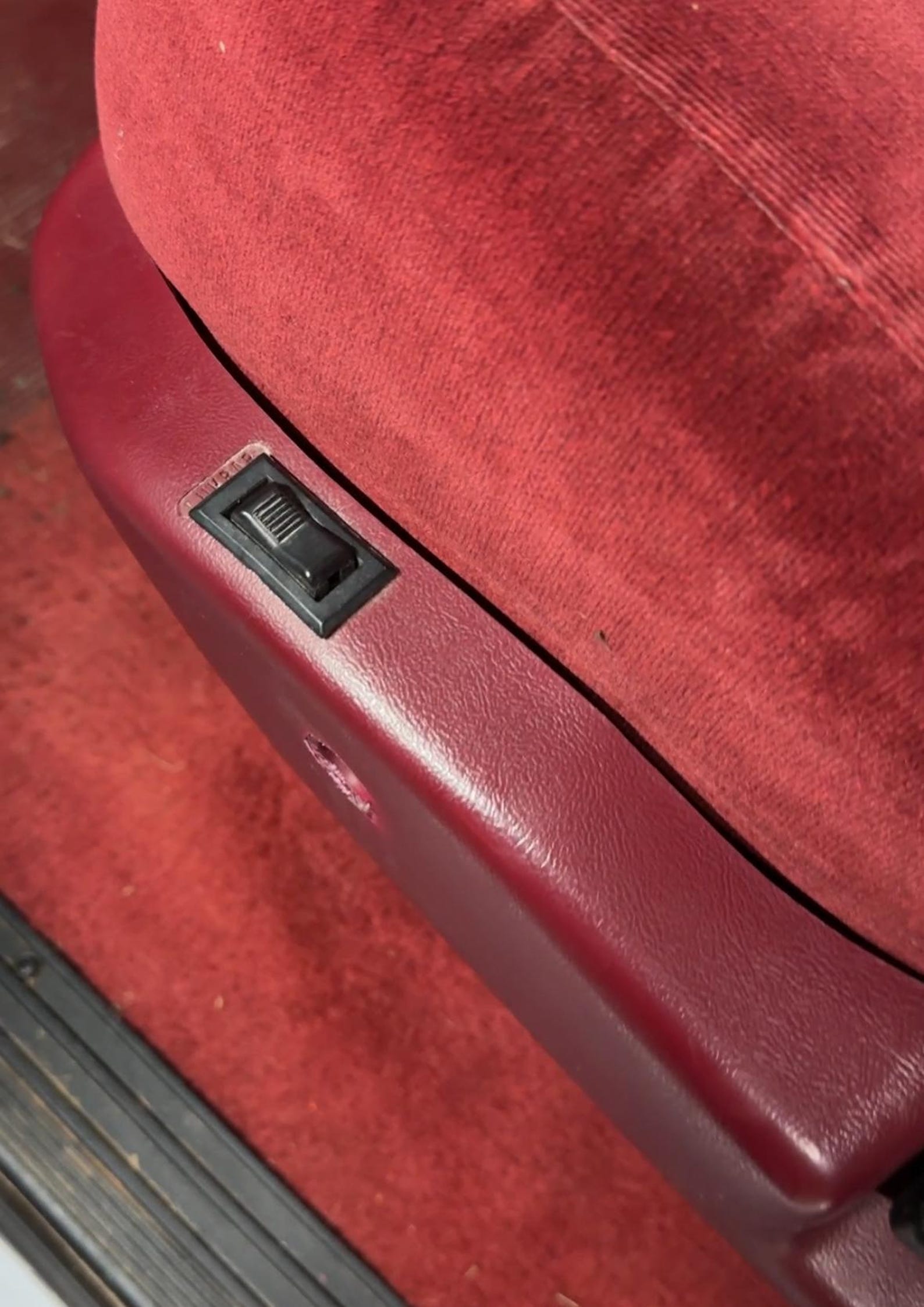 Dark/Ruby Red Split Seat Hinge Cover For 92-97 Ford F150 F250 F350 OBS - Driver Side
