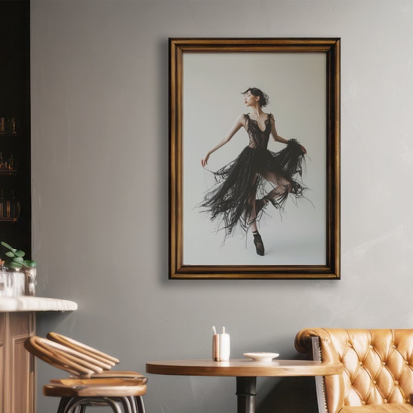 Goth Ballerina Portrait, Concept art, gothic art digital download for music lover, elegant goth ballerina - Instant Download