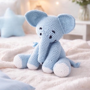 Elephant Crochet Pattern PDF – Amigurumi Elephant Toy, Continuous Rounds Design