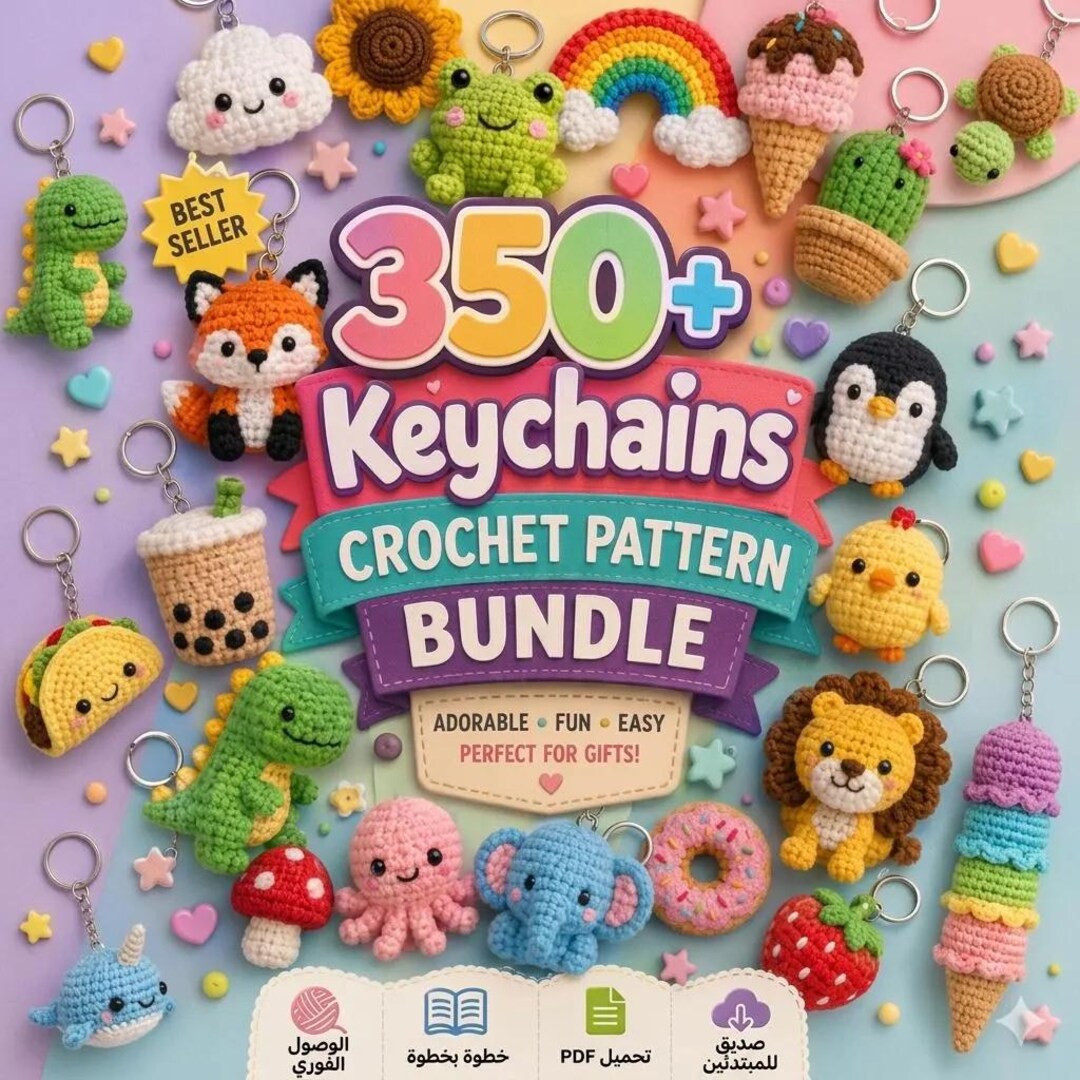 350 Crochet Keychain Patterns Bundle PDF, Amigurumi Keychain Pattern ...
