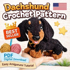 Dachshund Crochet Pattern Amigurumi Dog PDF Easy Tutorial