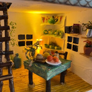 Handmade Fairy Cottage House with Vines, Flowers, Lights image 17
