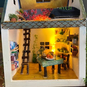 Handmade Fairy Cottage House with Vines, Flowers, Lights image 14