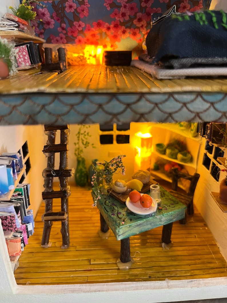 Handmade Fairy Cottage House with Vines, Flowers, Lights image 16