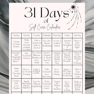 31 Days of Self Care Calendar - Etsy