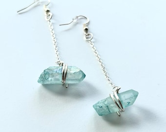 Boucles d'oreilles quartz bleu clair