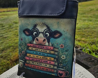 Cow Book Sleeve, Padded Book Cover, Book Lover Gift, Highland Cow Gift, Country Reader Gift, Handmade Storykeeper