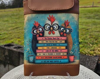 Chicken Book Sleeve, Padded Book Cover, Book Lover Gift, Country Chicken Gift, Reader Gift, Handmade Storykeeper