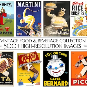 500+ Vintage Speisen und Getränke Poster Sammlung | Hohe Auflösung und 300 DPI | Digitaler Download | Druckbare Wandkunst | Wohndekor