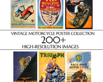 200+ Original Vintage Motorcycle Poster Collection | High Resolution and 300 DPI | Digital Download | Printable Wall Art | Home Décor