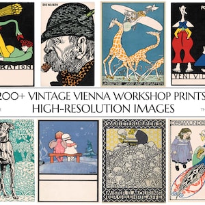 Plus de 200 impressions vintage d'atelier de Vienne | Cartes postales remasterisées | Haute résolution et 300 ppp | Téléchargement numérique | Art mural imprimable