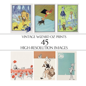 45 Original Vintage Wizard of Oz Prints | Remastered Art | High Resolution and 300 DPI | Digital Download | Printable Wall Art | Home Décor