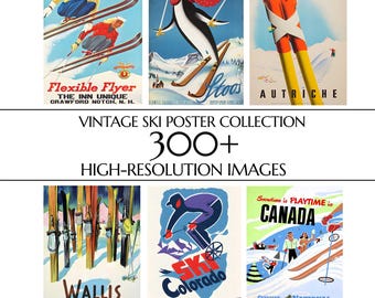 300+ Original Vintage Ski Poster Collection | High Resolution and 300 DPI | Digital Download | Printable Wall Art | Home Décor