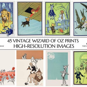 45 Vintage Wizard of Oz Prints | Remastered Art | High Resolution and 300 DPI | Digital Download | Printable Wall Art | Home Décor