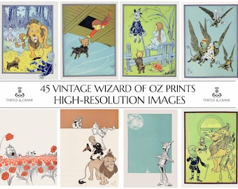 45 Original Vintage Wizard of Oz Prints | Remastered Art | High Resolution and 300 DPI | Digital Download | Printable Wall Art | Home Décor