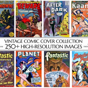 Kolekcja ponad 250 okładek komiksów vintage | Wysoka rozdzielczość 300 DPI | Pobieranie cyfrowe | Wydrukowana sztuka ścienna | Wystrój domu
