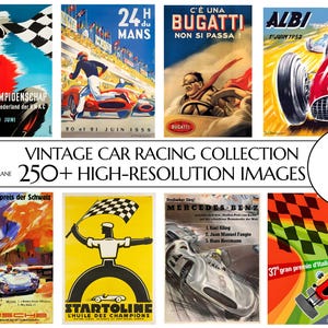 250+ Vintage Car Racing Poster Sammlung | Hohe Auflösung und 300 DPI | Digitaler Download | Druckbare Wandkunst | Wohndekor