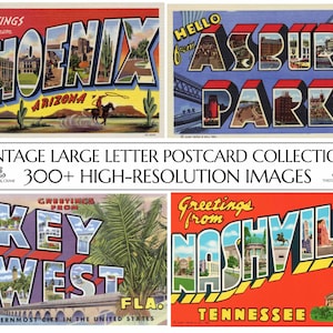 300+ Original Vintage Large Letter Postcard Collection | High Resolution & 300 DPI | Digital Download | Printable Wall Art