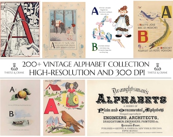 200+ Original Vintage Alphabet Collection | ABCs | Draughtsman’s Alphabet | High Resolution and 300 DPI | Digital Download | Printable Art