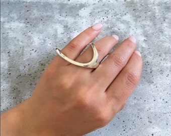 Unique Oversized Sterling Silver Geometric Unusal Ring .925