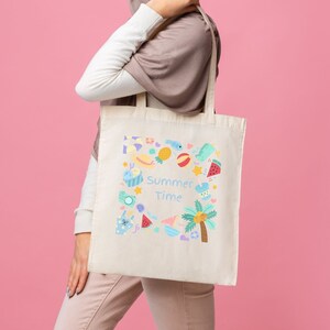 Summer time Cotton Canvas Tote Bag