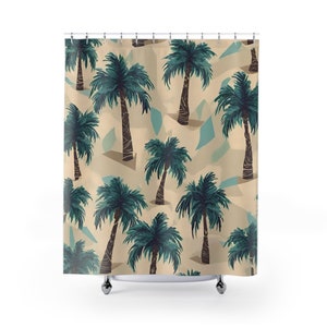 Palm Trees (D)  shower curtains, beach vibe, tropical plans, bath decoration, decoration for bathroom, gift for friends