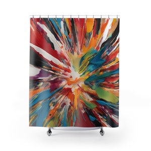 Moderne Kunst vertikal Bunter Duschvorhang