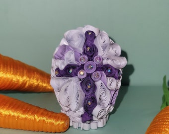 Handmade Paper Quilled Easter Egg:  Purple Cross