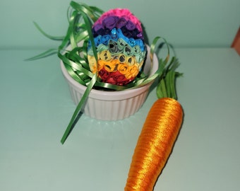 Handmade Paper Quilled Easter Egg:  Rainbow