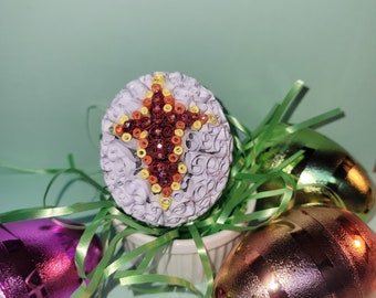 Handmade Paper Quilled Easter Egg: Cross