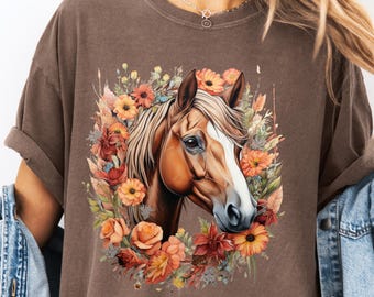Floral Horse PNG Country Girly shirt png Western Cowgirl Boho Flowers Horse Clipart Western Rodeo PNG Horse Lover png Sublimation Design