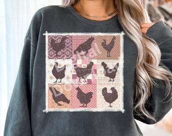 Retro Chicken PNG Sublimation Design Digital Download Only Clipart png Retro Chicken Quilt Design Fun Boho Hen Tshirt PNG Design Farm animal