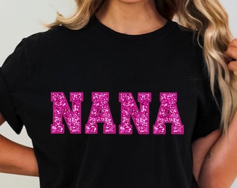 Nana PNG Faux Sequin Nana Sublimation Design Digital Download Grandma Gift Png Clipart png Pink Nanny Design Grandmother png