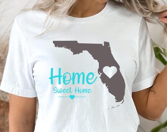 Diseño PNG de sublimación "Florida Home Sweet Home", descarga digital únicamente, imágenes prediseñadas PNG de estilo retro de Florida, Estado del Sol, camiseta bohemia de Florida en formato PNG.