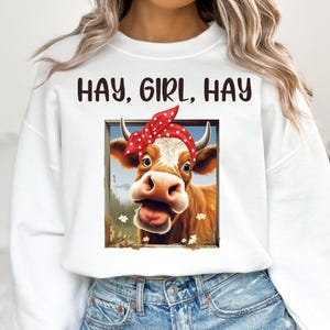 Highland Cow PNG Sublimation Design, Digital Download Only Western Cow png Heifer Cow png Farm Animal png Hay Girl Hay png Cowhide Western