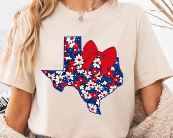 Floral Coquette Texas Png State Png Patriotic png Girly State Shirt Design Texas Coquette Bow Trendy Texas png Preppy Texas USA July 4th png