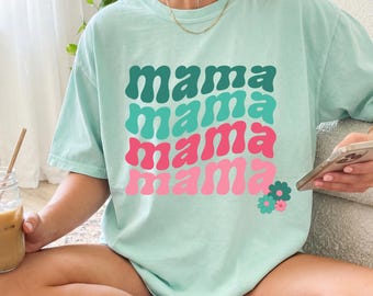 Diseño de sublimación Retro Mama PNG para mamá Descarga digital solamente Diseño de flores retro PNG Diseño Boho Mama Día de la Madre PNG Diseño de camiseta Sublimación Mama