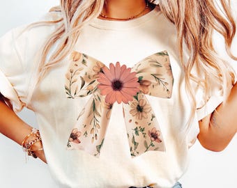 Coquette Pastel Bow PNG Girly Bow Sublimation Design Boho Wildflower Bow Png Preppy Bow png Trendy Coquette png Cute Floral png
