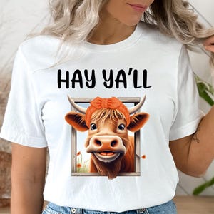 Hay Ya'll Highland Cow PNG Sublimation Design, Digital Download Only Western Cow png Heifer Cow png Farm Animal png Cowhide Western Design