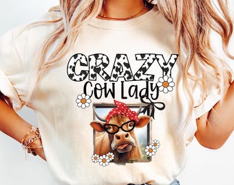 Crazy Cow Lady PNG Cow Sublimation Design Cute Cow png Preppy Cow png Funny Heifer png Crazy Friend png Farm Animal Humor Funny Cow png