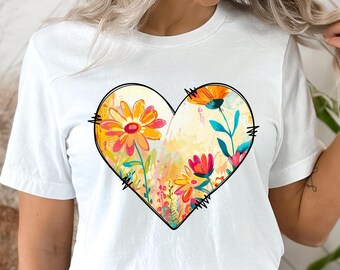 Boho Wildflower Heart Png Sublimation Design, Digital Download Only Floral Clipart png, Heart Shaped Flower Png Boho Heart tshirt Design png