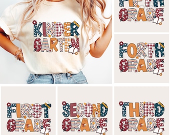 Preppy Teacher Bundle PNG First Day of School png Preppy Back to School Shirt Coquette Teacher png Retro Girly Pencil png Back to School png