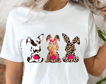 Retro Easter Bunny PNG, Easter Shirt Sublimation Design, Easter PNG, Leopard Print Sublimation Design Digital Download Only, Cow Print Png