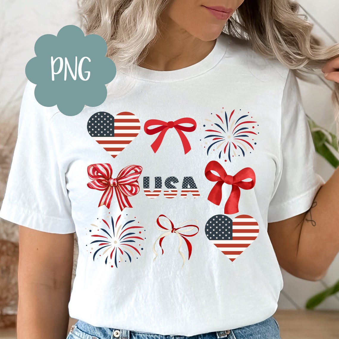 Coquette American Flag PNG, Coquette Bow Png July 4th Sublimation ...